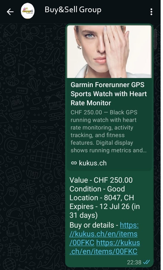 Inviare un articolo da Kukus a WhatsApp 3